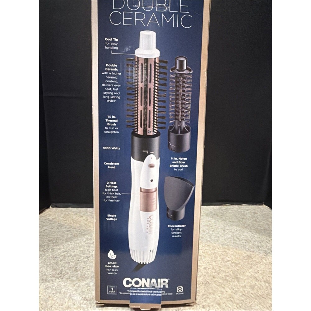 CONAIR Double Ceramic 3-in-1 Hot Air Brush Dry as You Style White Hair Style - Picture 2 of 5